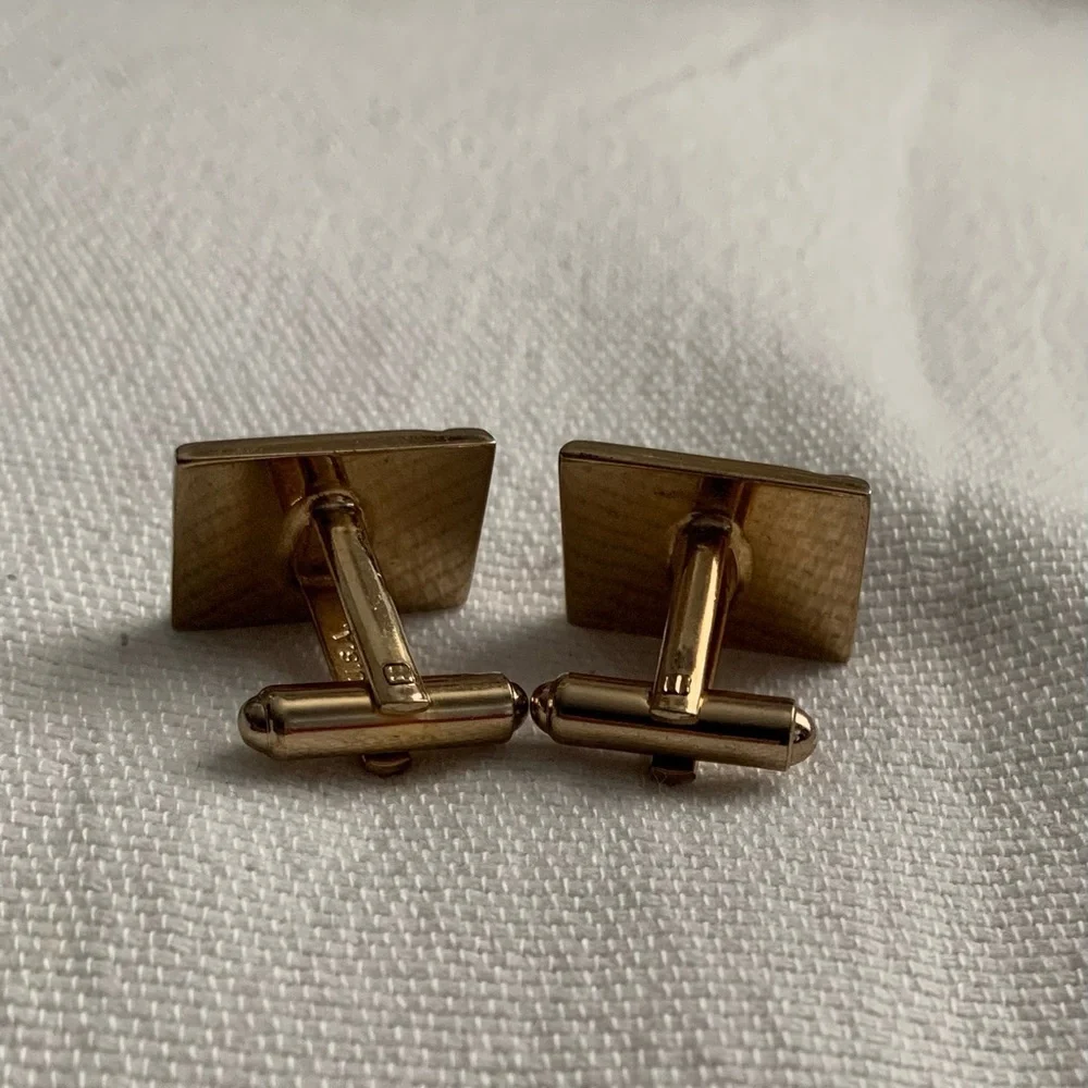 Vintage Two Toned Rectangular Cufflinks Made in The USA